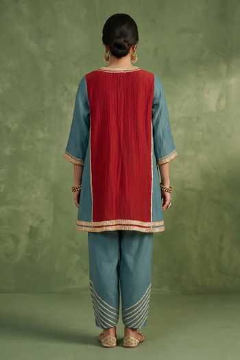 Priya Chaudhary Chanderi Embellished Kurta & Salwar Set