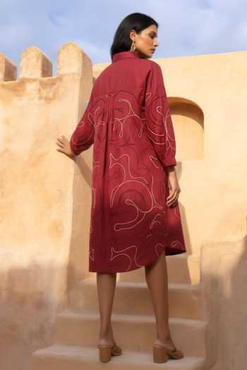 Studio Moda India Gilded Abstract Embroidered Dress