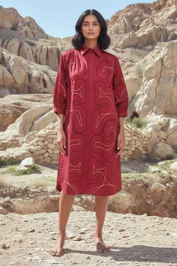 Studio Moda India Gilded Abstract Embroidered Dress