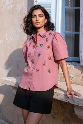 Studio Moda India Melon Watermelon Embroidered Shirt