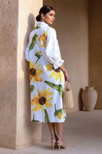 Studio Moda India Beaded Fluer Sunflower Print Dress
