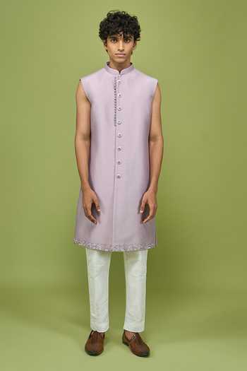 Shop Arihant Rai Sinha Lavender Silk, Dupion Achkan Kurta And Pant Set Online at Aza Fashions Shop_Arihant Rai Sinha_Lavender Silk, Dupion Achkan Kurta And Pant Set _Online_at_Aza_Fashions