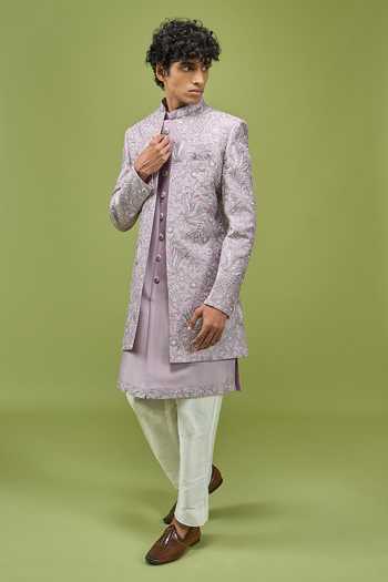 Buy Arihant Rai Sinha Lavender Silk, Dupion Achkan Kurta And Pant Set Buy_Arihant Rai Sinha_Lavender Silk, Dupion Achkan Kurta And Pant Set