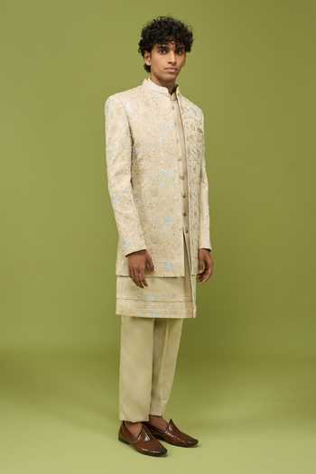 Buy Arihant Rai Sinha Green Silk, Dupion Mens Sherwani Set With Kurta And Pant Online at Aza Fashions Buy_Arihant Rai Sinha_Green Silk, Dupion Mens Sherwani Set With Kurta And Pant _Online_at_Aza_Fashions