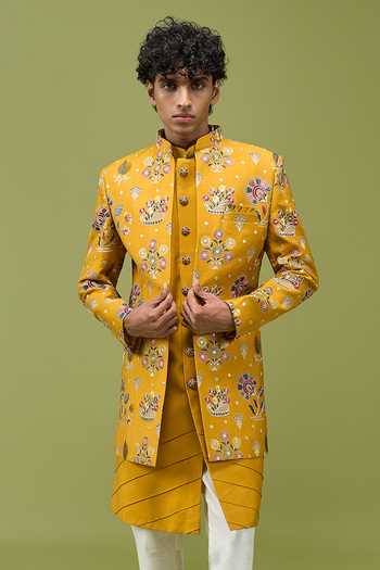 Arihant Rai Sinha Pattern Pc Sherwani Set With Kurta & Pant 
