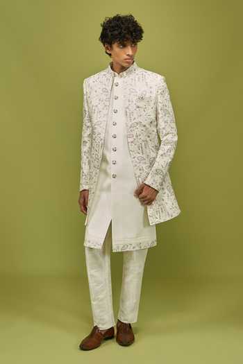 Buy Arihant Rai Sinha Cream Silk, Dupion Sherwani Kurta And Pant Set Online at Aza Fashions Buy_Arihant Rai Sinha_Cream Silk, Dupion Sherwani Kurta And Pant Set _Online_at_Aza_Fashions