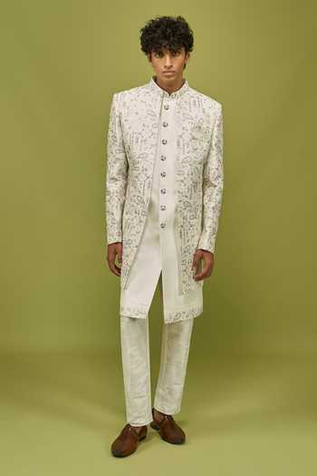 Buy Arihant Rai Sinha Cream Silk, Dupion Sherwani Kurta And Pant Set Buy_Arihant Rai Sinha_Cream Silk, Dupion Sherwani Kurta And Pant Set