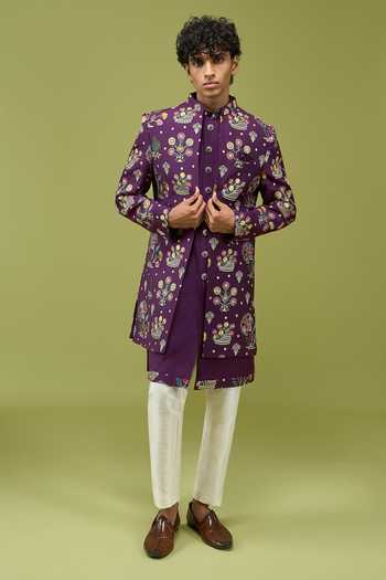 Buy Arihant Rai Sinha Purple Silk, Dupion Pattern Pc Sherwani Set Online at Aza Fashions Buy_Arihant Rai Sinha_Purple Silk, Dupion Pattern Pc Sherwani Set _Online_at_Aza_Fashions