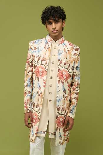 Arihant Rai Sinha Printed Floral Sherwani With Kurta And Pant Set 