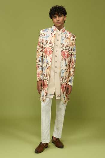 Buy Arihant Rai Sinha Multi Color Silk, Dupion Printed Floral Sherwani With Kurta And Pant Set Buy_Arihant Rai Sinha_Multi Color Silk, Dupion Printed Floral Sherwani With Kurta And Pant Set