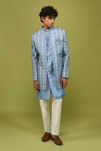 Shop Arihant Rai Sinha Blue Silk, Dupion Sherwani Set Online at Aza Fashions Shop_Arihant Rai Sinha_Blue Silk, Dupion Sherwani Set _Online_at_Aza_Fashions