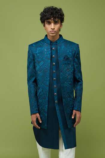 Arihant Rai Sinha Mens Pattern Sherwani Kurta & Pant Set 