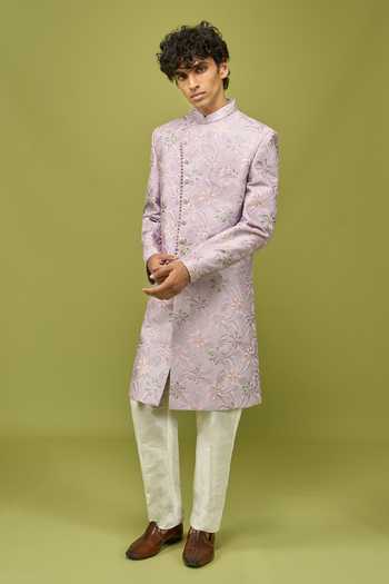 Buy Arihant Rai Sinha Lavender Silk, Dupion Art Sherwani And Pant Set Online at Aza Fashions Buy_Arihant Rai Sinha_Lavender Silk, Dupion Art Sherwani And Pant Set _Online_at_Aza_Fashions