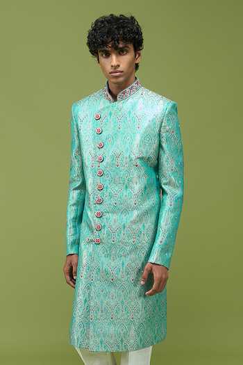 Arihant Rai Sinha Mens Embroidered Banarasi Sherwani & Pant Set 
