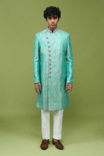 Buy Arihant Rai Sinha Sky Blue Silk, Dupion Mens Embroidered Banarasi Sherwani And Pant Set Online at Aza Fashions Buy_Arihant Rai Sinha_Sky Blue Silk, Dupion Mens Embroidered Banarasi Sherwani And Pant Set _Online_at_Aza_Fashions