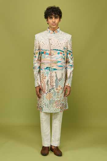 Buy Arihant Rai Sinha Multi Color Silk, Dupion Pattern Pcs Embroidered Achkan And Pant Set Online at Aza Fashions Buy_Arihant Rai Sinha_Multi Color Silk, Dupion Pattern Pcs Embroidered Achkan And Pant Set _Online_at_Aza_Fashions