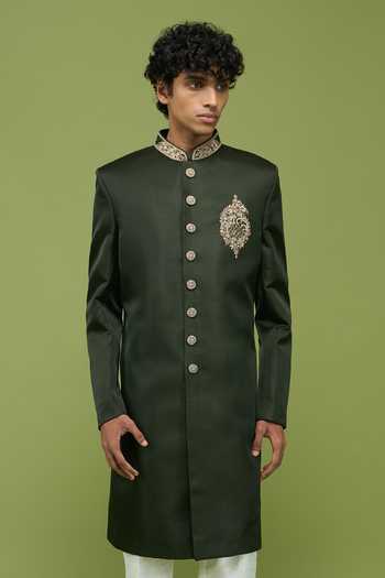Buy Arihant Rai Sinha Green Silk, Dupion Embroidered Sherwani And Pant Set Buy_Arihant Rai Sinha_Green Silk, Dupion Embroidered Sherwani And Pant Set