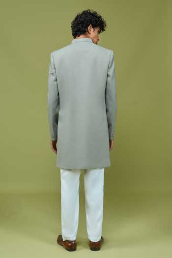 Arihant Rai Sinha Embroidered Mandarin Collar Sherwani & Off White Pant