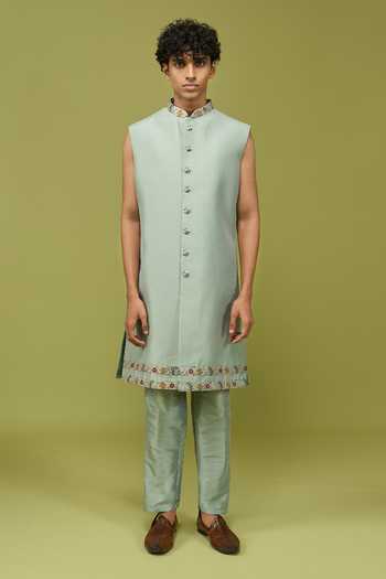 Arihant Rai Sinha Cream Silk, Dupion Pattern Pc Sherwani Set at Aza Fashions Arihant Rai Sinha_Cream Silk, Dupion Pattern Pc Sherwani Set _at_Aza_Fashions