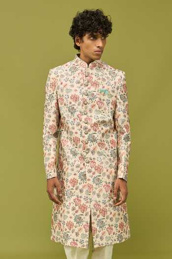 Arihant Rai Sinha_Multi Color Silk, Dupion Sherwani Jacket And Pant Set _at_Aza_Fashions