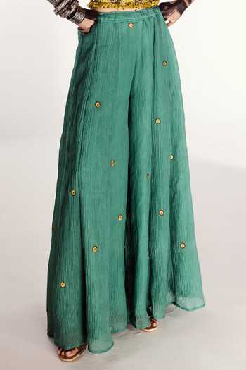 Zariya The Label Yellow Chanderi High Neck Embellished Blouse And Divided Skirt Set Online at Aza Fashions Zariya The Label_Yellow Chanderi High Neck Embellished Blouse And Divided Skirt Set _Online_at_Aza_Fashions