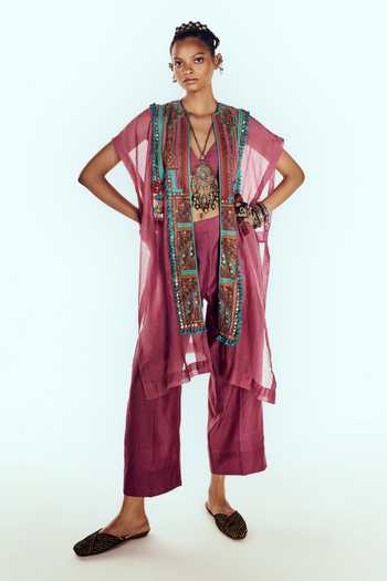 Zariya The Label Embroidered Cape Pant Set 