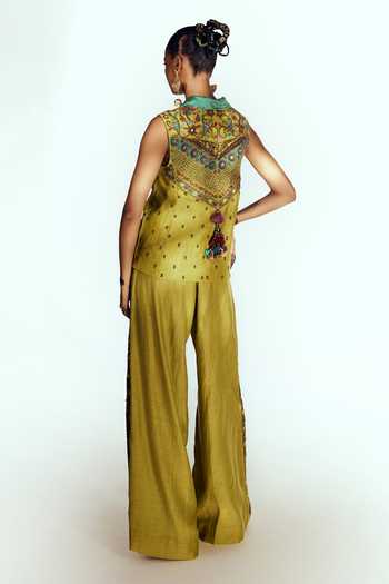 Zariya The Label Embroidered Jacket & Palazzo Set 