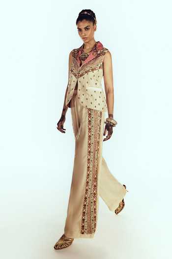 Zariya The Label Embroidered Blazer & Palazzo Set 