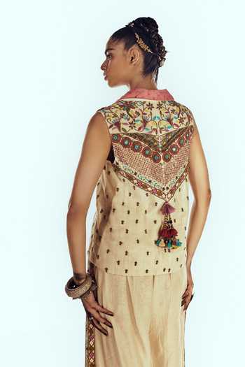 Zariya The Label Embroidered Blazer & Palazzo Set 