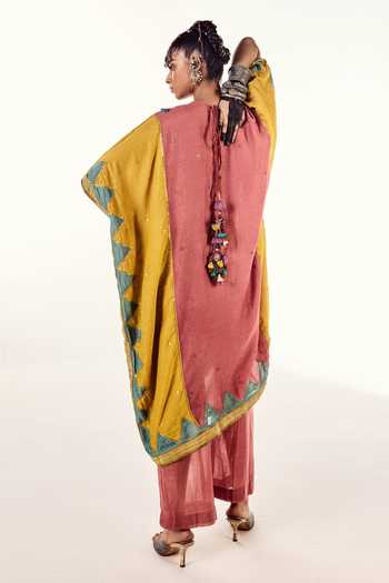 Zariya The Label Yoke Embroidered Kaftan & Pant Set 