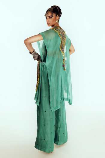 Zariya The Label Embroidered Cape Pant Set 