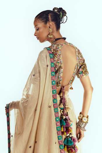 Zariya The Label Chevron Embroidered Lehenga Set 