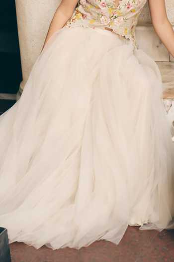 Anushree Reddy_Ivory Silk, Net V-neck Embroidered Jacket And Skirt Set _Online_at_Aza_Fashions
