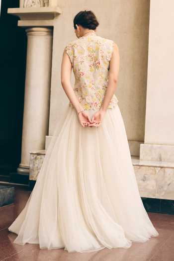 Anushree Reddy Embroidered Jacket & Skirt Set 