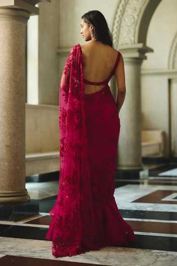 Anushree Reddy Ruffle Embroidered Saree With Blouse 