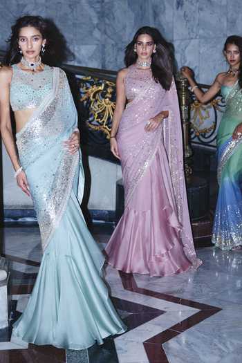 Anushree Reddy Ruffle Embroidered Saree With Blouse 