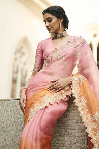 Anushree Reddy Vajra Ombre Saree With Unstitched Blouse Piece 
