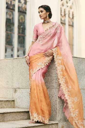 Anushree Reddy Vajra Ombre Saree With Unstitched Blouse Piece 