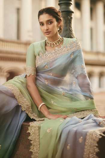 Anushree Reddy Sharmaine Embroidered Saree With Unstitched Blouse Piece 