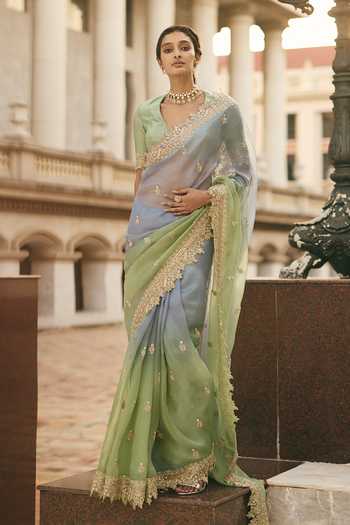 Anushree Reddy Sharmaine Embroidered Saree With Unstitched Blouse Piece 
