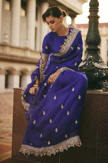 Anushree Reddy Sharmaine Embroidered Saree With Unstitched Blouse Piece 
