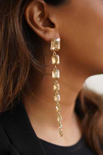 ESME Gold Plated Monolith Shoulder Duster Earrings Online at Aza Fashions ESME_Gold Plated Monolith Shoulder Duster Earrings _Online_at_Aza_Fashions