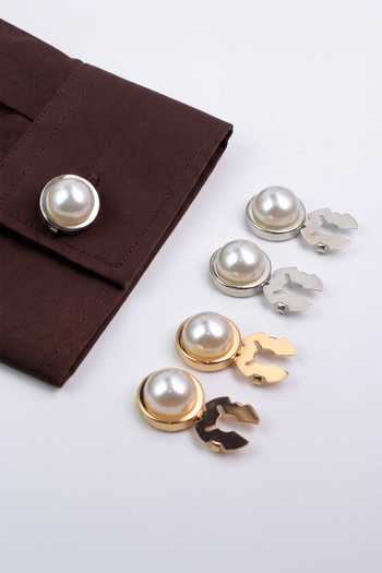 Shop ESME Gold Eclat Pearl Button Covers - Set Of 2 at Aza Fashions Shop_ESME_Gold Eclat Pearl Button Covers - Set Of 2 _at_Aza_Fashions