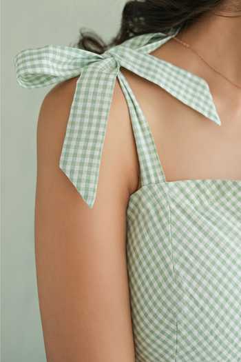 Masoomm Green Cotton Square Neck Mint Galeto Woven Dress at Aza Fashions Masoomm_Green Cotton Square Neck Mint Galeto Woven Dress _at_Aza_Fashions