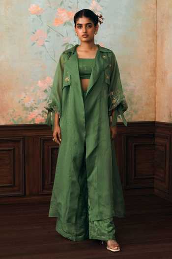 Paulmi And Harsh Kathleen Organza Jacket Pant Set 