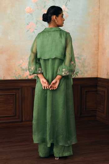 Paulmi And Harsh Kathleen Organza Jacket Pant Set 