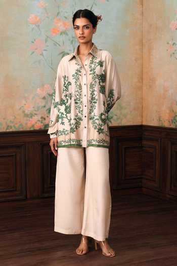 Buy Paulmi And Harsh Green Silk, Organza, Modal Collared Neck Stacie Printed Shirt Online at Aza Fashions Buy_Paulmi And Harsh_Green Silk, Organza, Modal Collared Neck Stacie Printed Shirt _Online_at_Aza_Fashions