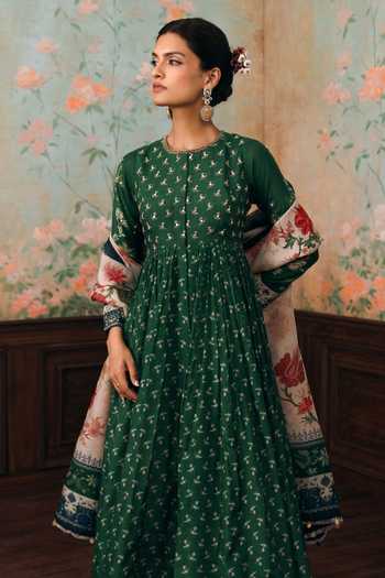 Buy Paulmi And Harsh Green , Cotton, Satin, Organza Round Neck Erika Printed Anarkali Set Online at Aza Fashions Buy_Paulmi And Harsh_Green , Cotton, Satin, Organza Round Neck Erika Printed Anarkali Set _Online_at_Aza_Fashions