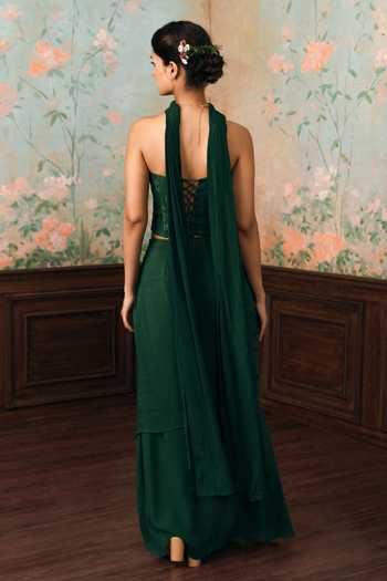 Paulmi And Harsh Lilia Printed Corset Skirt Set