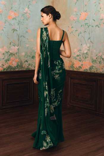 Paulmi And Harsh Sofia Pre-Draped Saree With Embroidered Corset 